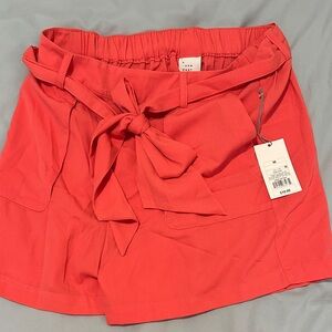 a new day High Waist Coral Shorts with Tie Belt